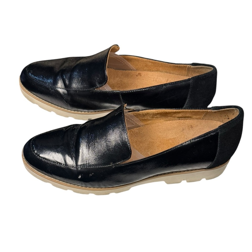 Vionic Black Leather Slip-On Loafers with Tan Soles - Picture 4 of 13